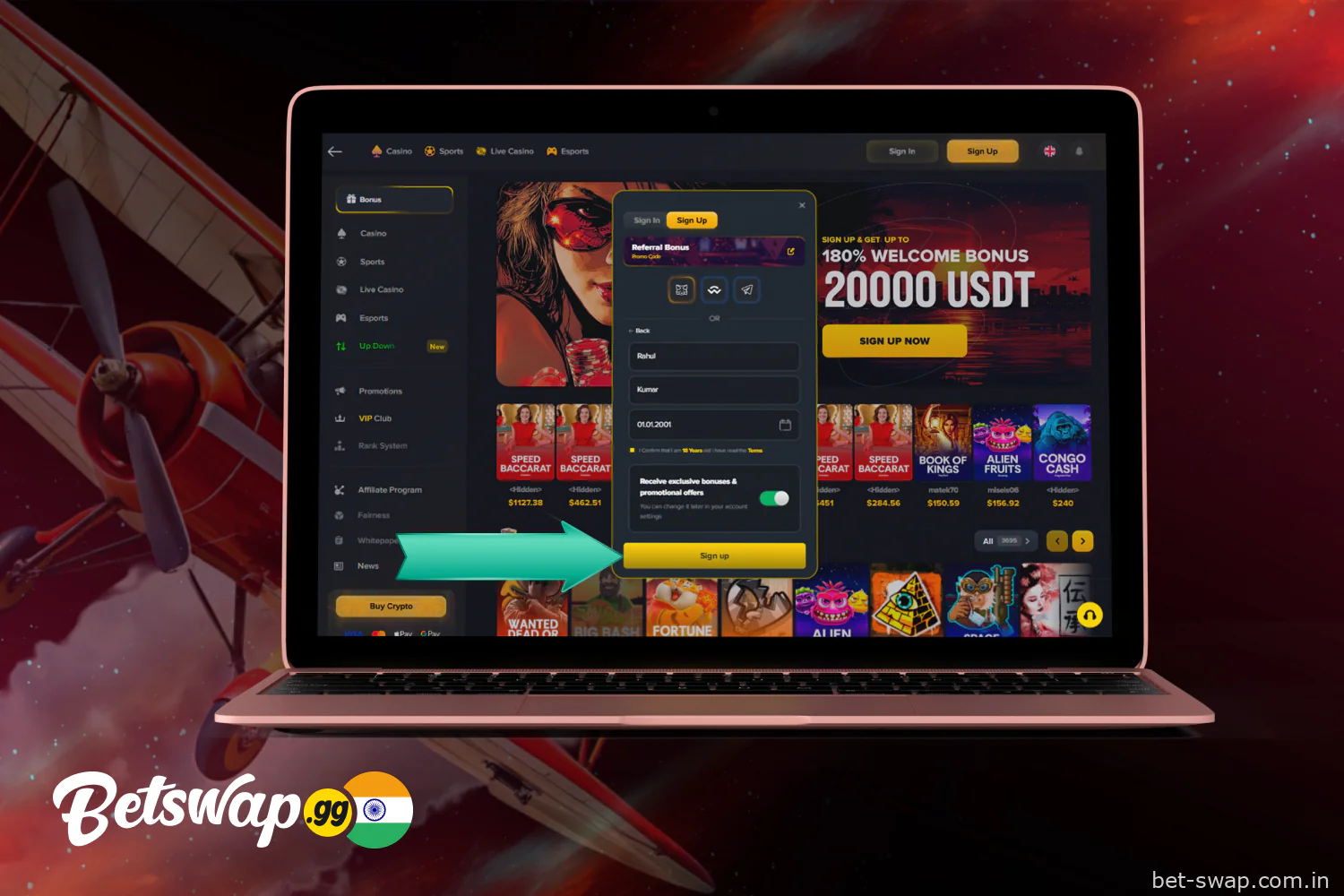 Complete Betswap registration