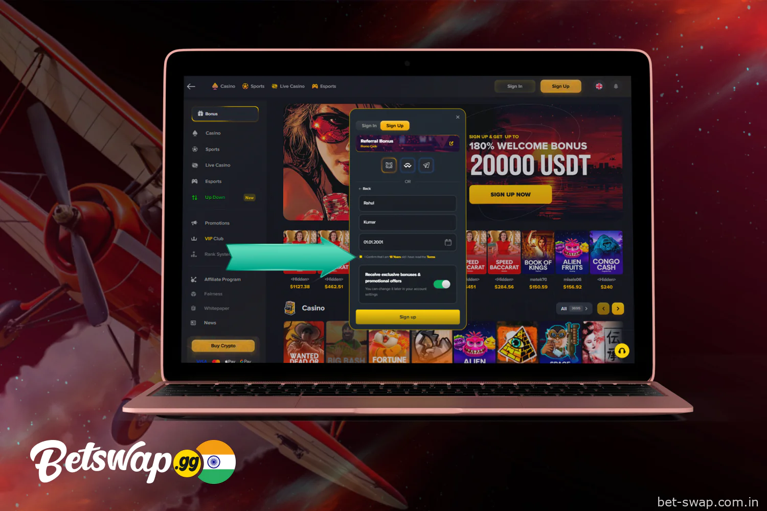 Accept Betswap terms and conditions