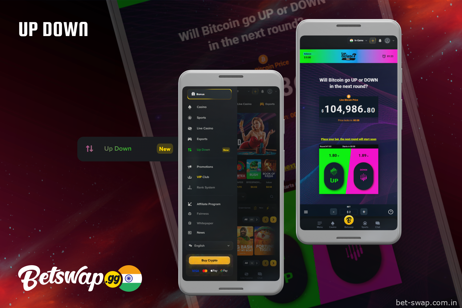 Exclusive Up Down game at Betswap casino