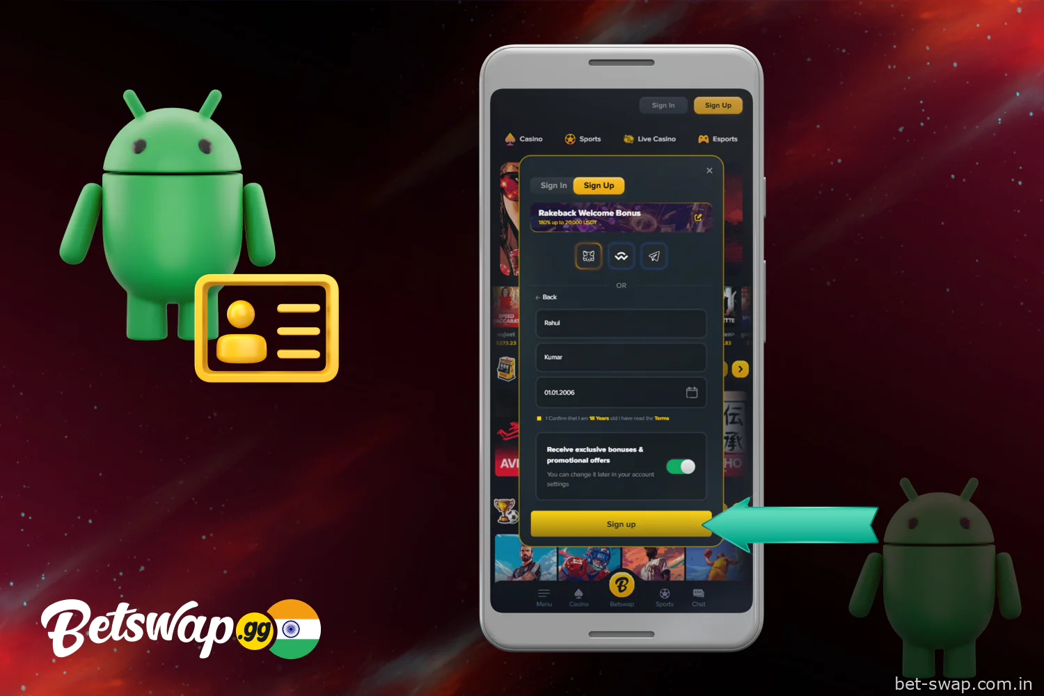 Complete Betswap registration